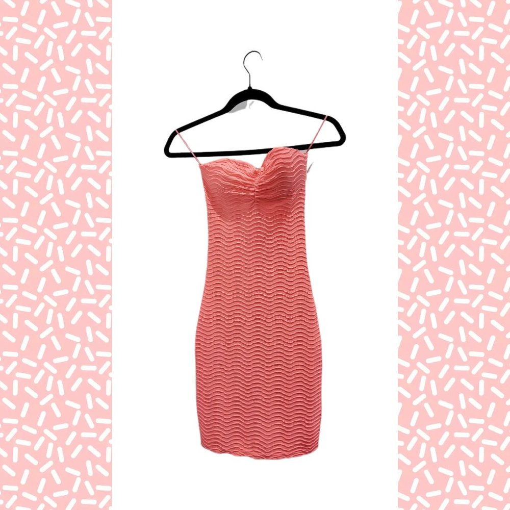 Pre Loved Jane Norman Pink Polyester Sleeveless Midi Bodycon Tube Dress Size 8
